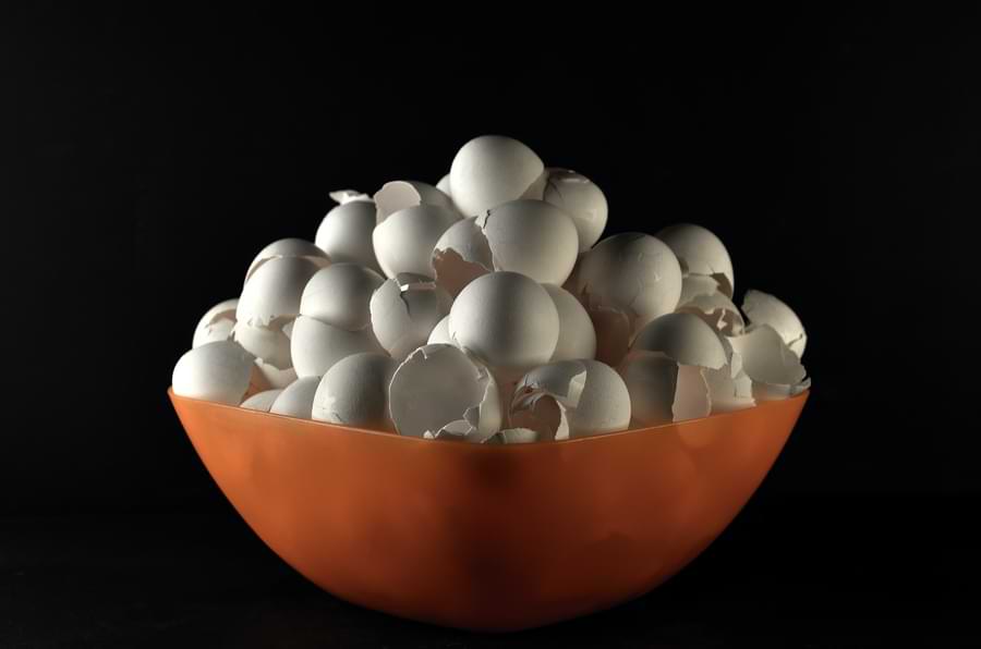bowl of eggshells